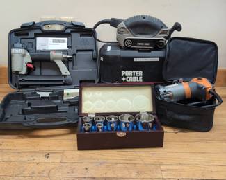 Ridgid Router PorterCable Belt Sander, Nailer And Diamond Tip Hole Saw