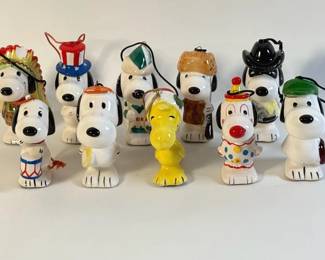 1965 Peanuts Snoopy Christmas Ornaments, Vintage