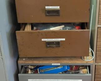 Two Metal Cabinets Of Hardware, New Paint Brushes, Padlocks, Clamps Much More