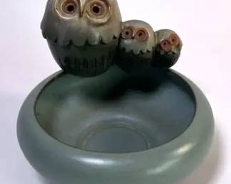Frankoma Pottery Dish Featuring Perched Owls