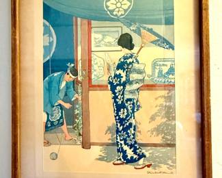 1925 Elizabeth Keith "Blue & White" Pencil Signed