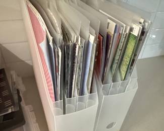 Set of Frosted Plastic Magazine File Holders with Paper Inserts