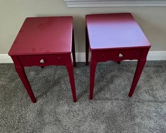 Red Accent End Tables with Drawer (Set of 2)