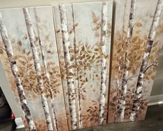 Triptych Birch Tree Canvas Wall Art by Allison Pearce