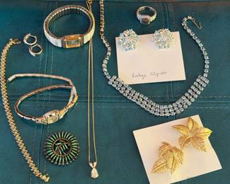 Vintage necklaces, watches, earrings etc