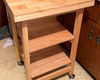 Butcher Block Rolling Cart