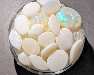 Polished White Opal Gemstone Cabochons, Qty. 17, 9.40CTW