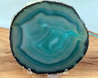Brazilian Green Agate Slice, 5.5" x 5.25"