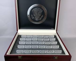 U.S. First National Mint & Trust Family Honor 1/2 Troy oz. .999 Fine Silver Bars, Total Qty. 30, 15 Troy oz. Total, In Display Case