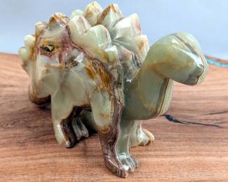 Polished Green Onyx Stegosaurus Statue, 3.5" Tall x 6" Long