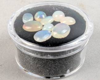 Polished Opal Gemstone Cabochons, Qty. 9, 2.85CTW