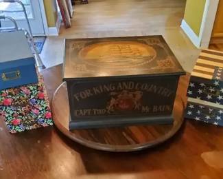 HandPainted Vintage Sea Captains Trunk  Decorative Box Storage Set