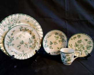 Tableworks Ivy Ceramic Dinnerware Set  Vintage Garden Motif