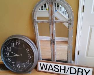 Farmhouse Decor  29 Oversized Clock, 51 Wood Mirror  Laundry Sign