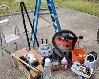 Two ShopVacs, Ladder, Fans  Essential Tools