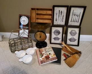 Vintage Brass Balance Scale  Gourmet Kitchen Gallery Wall Art Lot