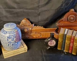 Vintage TiffanyStyle Stained Glass Dragonfly Lamp  Classical Vintage Books Lot