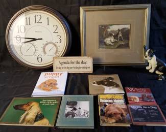 DogThemed Dcor  Book Collection  Artwork, Figurines, Humor Sign, Clock  Canine Library