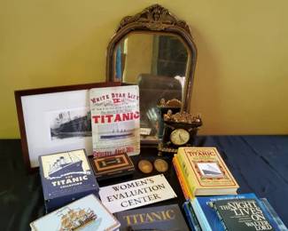 Titanic Memorabilia  Antique Collectors Lot  Titanic Books, Vintage Purse, Photos  Home Accents