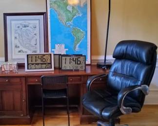 Home Office Decor  Wall Maps, Office Chairs,  Clock