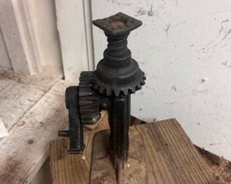 antique car jack. in garage