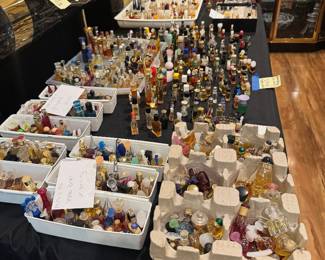 Tables full perfume bottles