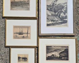 Collection of antique etchings.