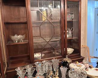 China Cabinet and Crystal Vases 