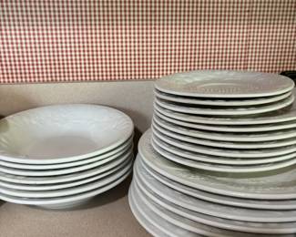 Gibson Fruit Embossed White Ceramic Dinnerware Set