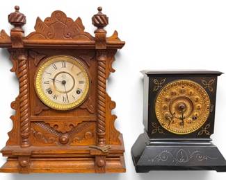 Two Antique Mantle Clocks, WATERBURY, ANSONIA