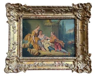 Victorian Oil Painting of Women and Sheep