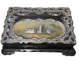 English Abalone Inlay Travel Desk Box