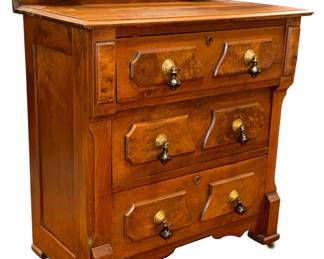 Antique 19th C. Victorian Flamed Mahogany Commode