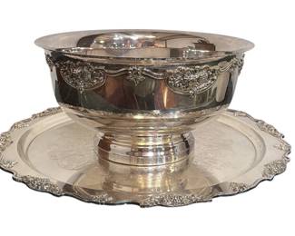 Vintage Silverplate Centerpiece Punch Bowl and Platter