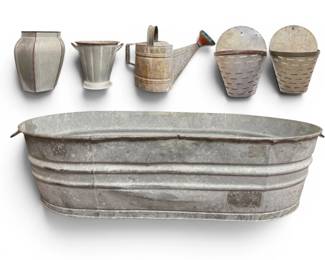 Collection of French Galvanized Metal Garden Articles