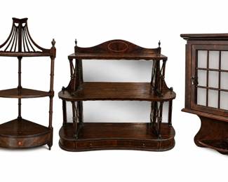 Three Mahogany Hanging Wall Shelves, BOMBAY CO, WEIMAN 