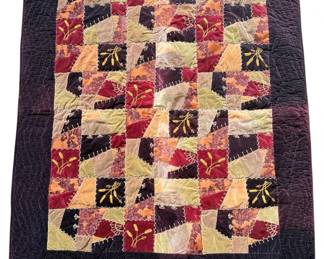 Velvet Patchwork and Embroidery Crazy Quilt