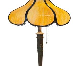 Early 1900's Caramel Slag Glass Lamp 