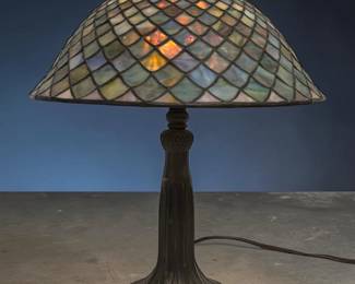 An Antique After Tiffany Stained Glass Lamp 