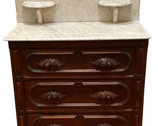 19th C. Victorian Marble Top Commode