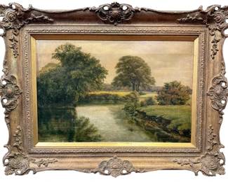 19th C. River Scene Oil Painting, LIONEL SOUTHER