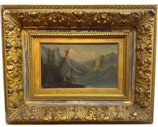 19th C. Mountain Landscape Oil Painting