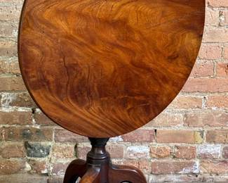 18th C. Georgian Flamed Mahogany Tilt Top Table