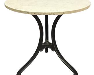 French Marble and Cast Iron Patio Table 