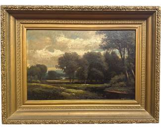 19th C. French Countryside Oil Painting, P. HARTSELL