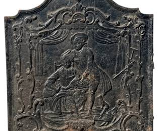Antique French Cast Iron Louis XVI Fireback Backsplash