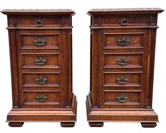 Italian Renaissance Revival Carved Nightstands, Pair