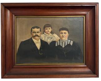 Early 1900s Large Scale Portrait Painting of Wealthy Family