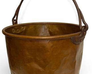 Large Antique Copper French Apple Butter Kettle