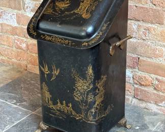 Victorian Toleware Hand Painted Coal Scuttle 